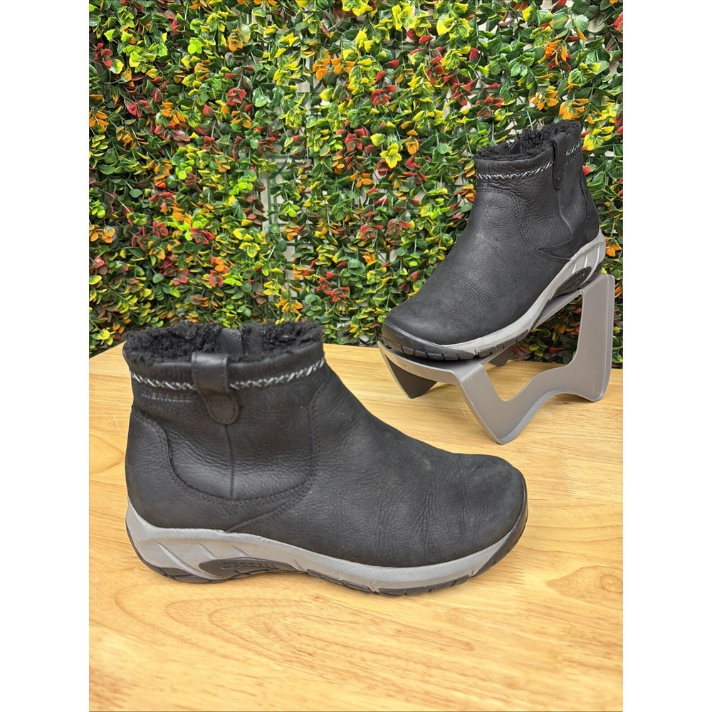 Merrell Encore 4 Bluff Polar Boots Shoes Waterproof Ankle Bootie Black Women 8.5